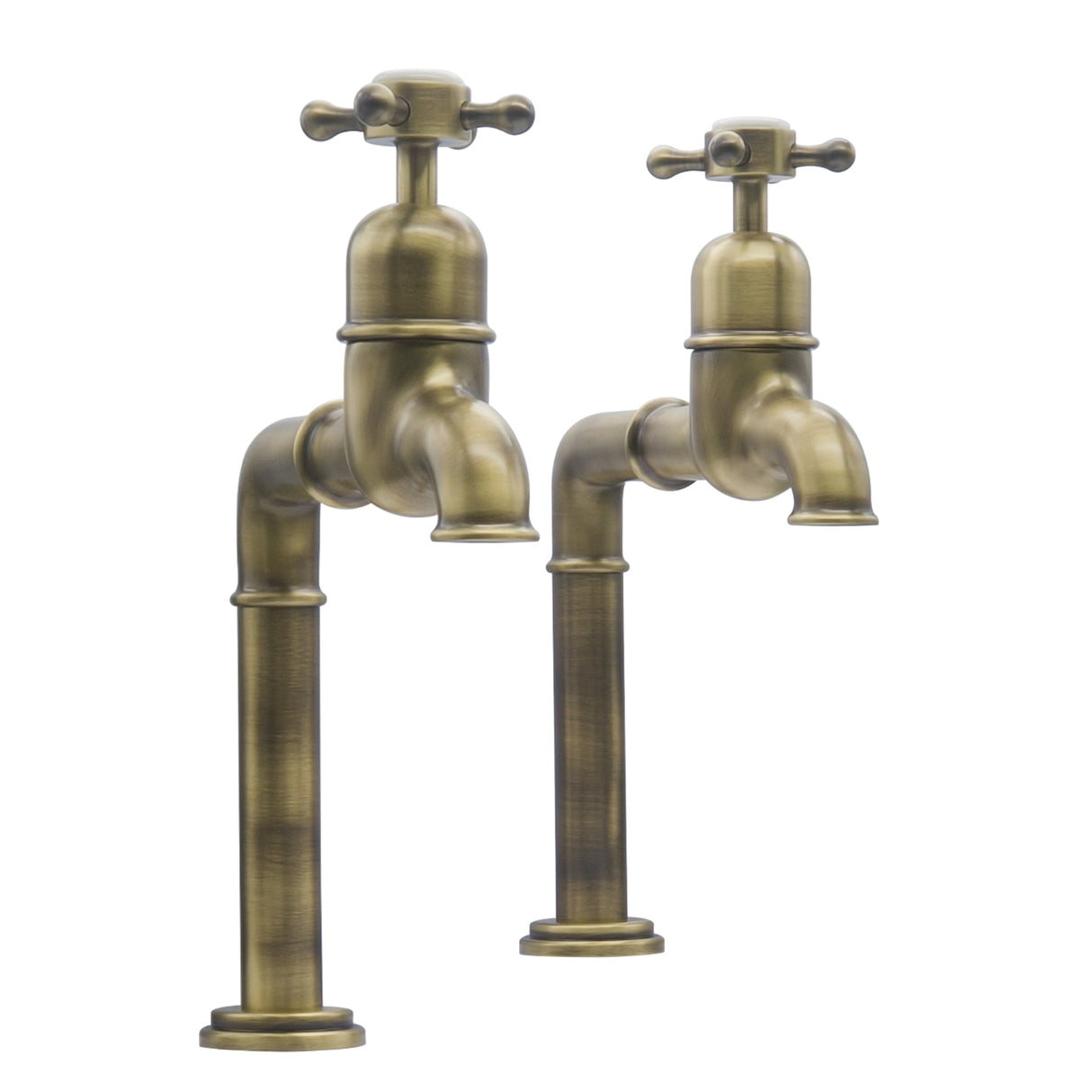 Bidbury & Co Caswell Bibcock Taps with Crosshead Handles in Patinated Brass