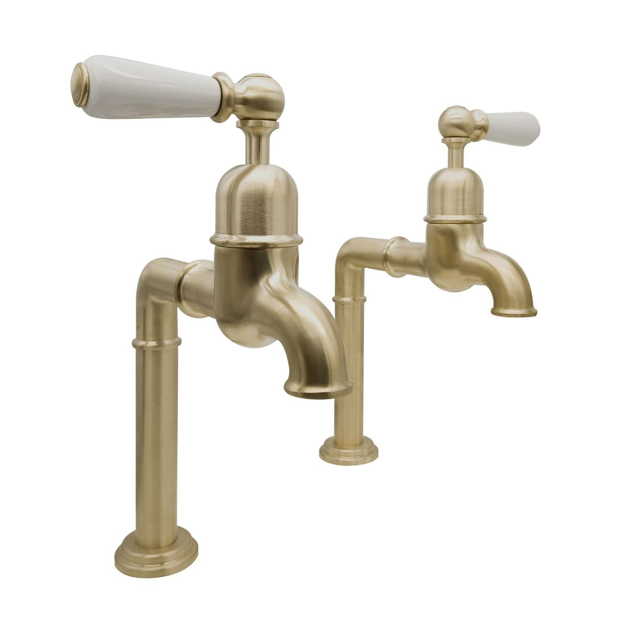 Bidbury & Co Hanford Bibcock Taps with Porcelain Handles in Old English Brass