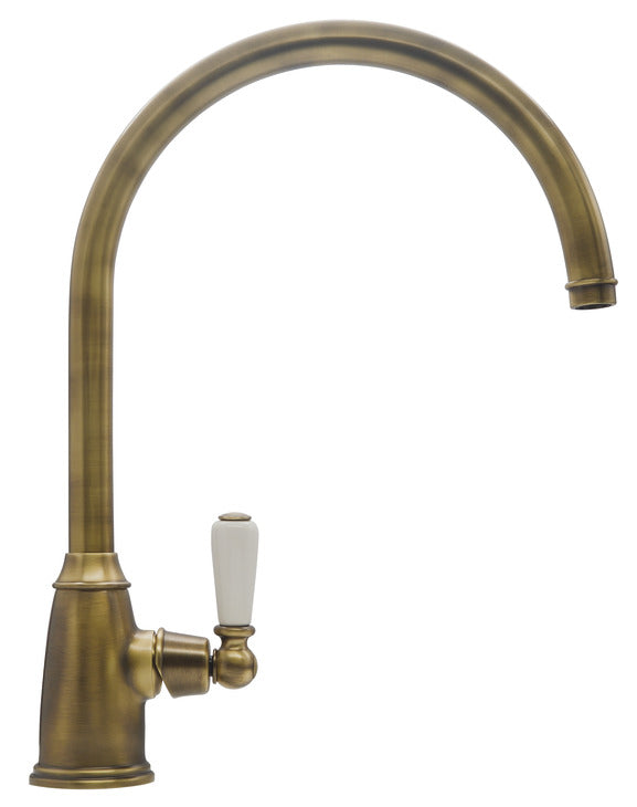 Bidbury & Co. Malvern Kitchen Mixer Tap with White Tipped Lever Handle & Elegant Sweeping Spout