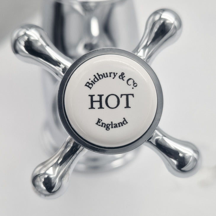 Bidbury & Co. Yorkley C-Spout Kitchen Mixer Tap with Crosshead Handles & Charming Traditional Aesthetic