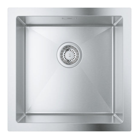 Grohe K700  Flush Mount, Inset Mount Single Bowl Kitchen Sink for 500mm Cabinet in Stainless Steel Satin - Front View