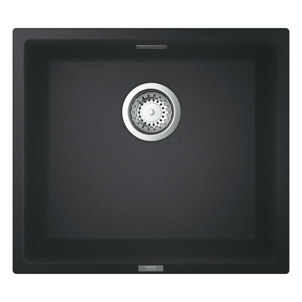 Grohe K700 Undermount, Inset Mount Single Bowl with Quartz Composite Kitchen Sink For 50mm Cabinet in Stainless Steel Black - Front View