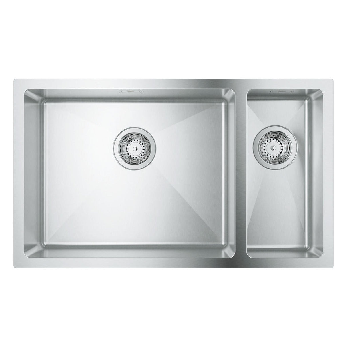 Grohe K700 Undermount One and Half Bowl Kitchen Sink for 800mm Cabinet in Stainless Steel Satin - Front View