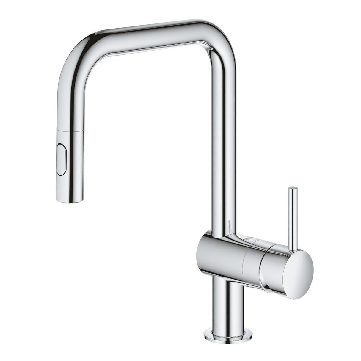 Grohe Minta Pull Out Spray U-Spout Tap with Single Lever Mixer in Polished Chrome Left View