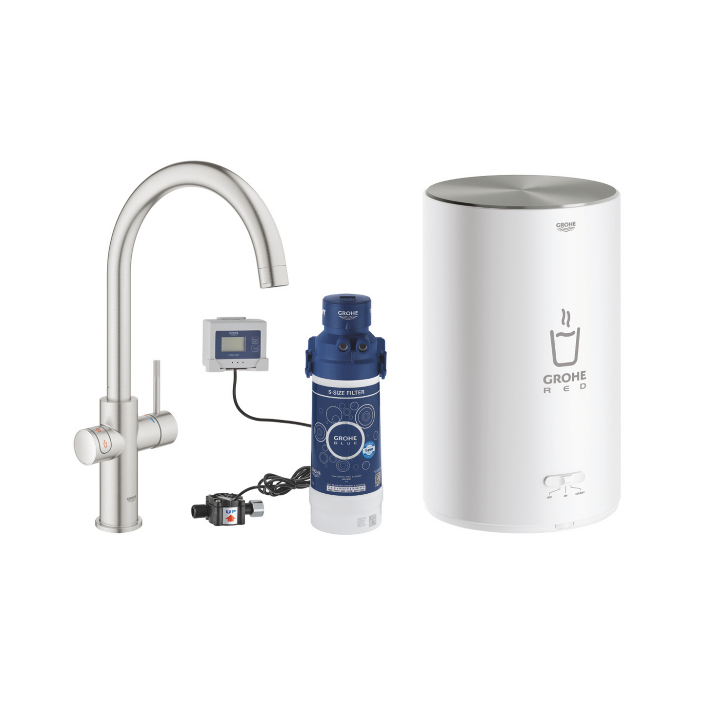Grohe_Red_Duo_C-Spout_3_Litres_Tap_With_Instant_Hot_Water_and_Mixer_In_Super_Steel