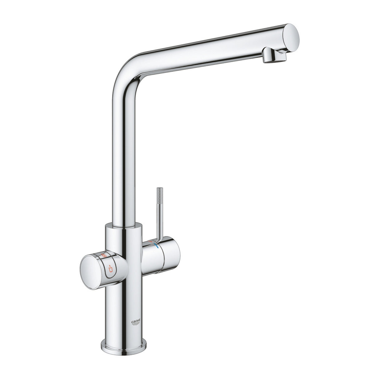 Grohe Red Duo Instant Boiling Water L-Spout Kitchen Mixer Tap with 3 Litre Boiler & CoolTouch Technology Chrome