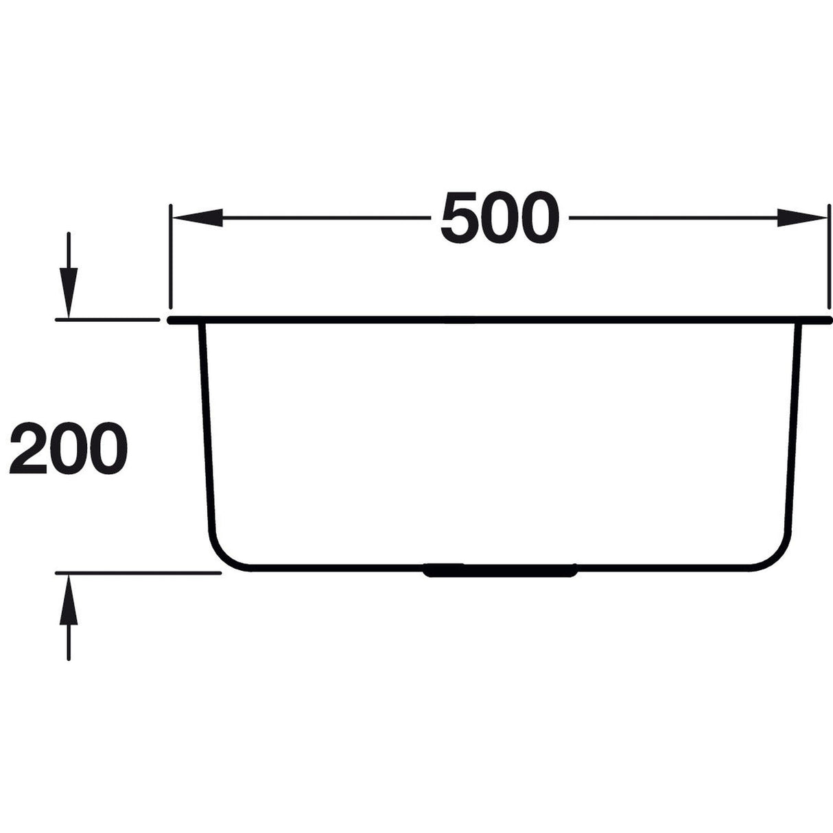 Häfele Christina Undermount Single Bowl Kitchen Sink For 500mm Cabinet in Stainless Steel satin 56782350 Dimension