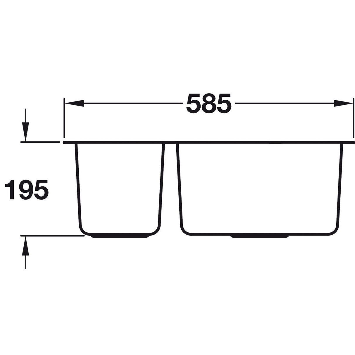Häfele Lido Undermount One And Half Bowl Kitchen Sink For 600mm Cabinet in Stainless Steel Satin 56782220 Dimension