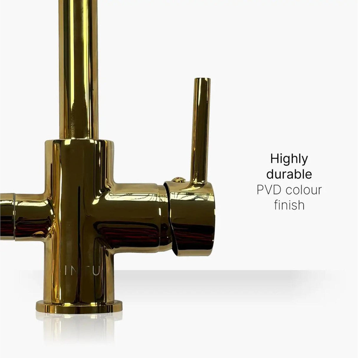 INTU Flair 3 in 1 Filtered Cold Water Kitchen Tap in Brushed Gold With Swan Neck-The Tap Collection