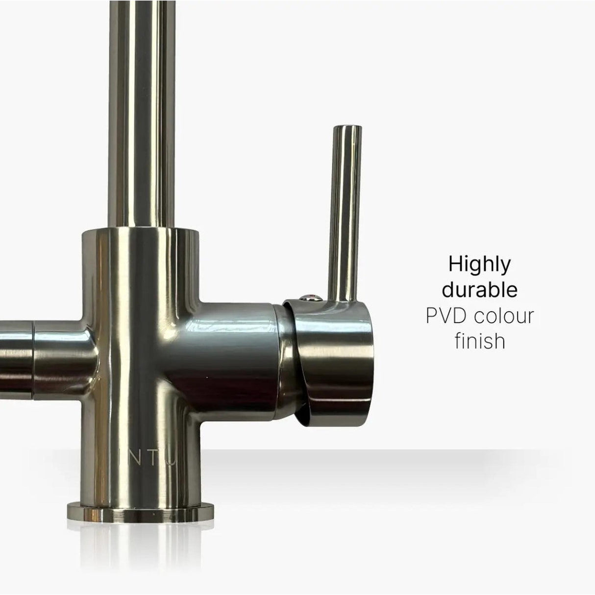 INTU Flair 3 in 1 Filtered Cold Water Kitchen Tap in Brushed Nickel With Swan Neck-The Tap Collection