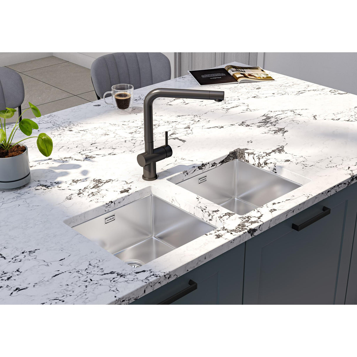 Nobili Live L Spout Kitchen Tap in Matt Black-The Tap Collection