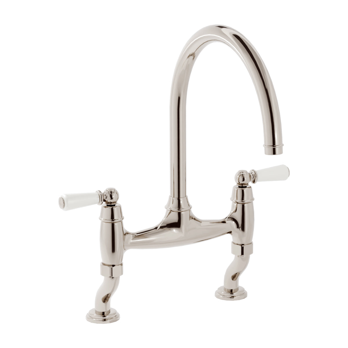 Bidbury & Co. Moreton Bridge Kitchen Mixer Tap with White Tipped Lever Handles & Regal Design
