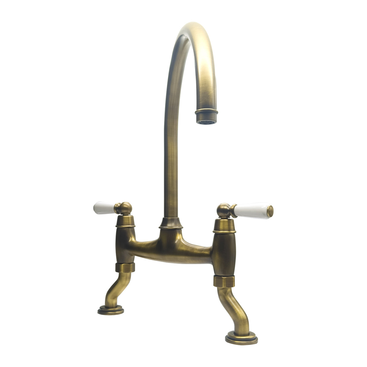 Bidbury & Co. Moreton Bridge Kitchen Mixer Tap with White Tipped Lever Handles & Regal Design