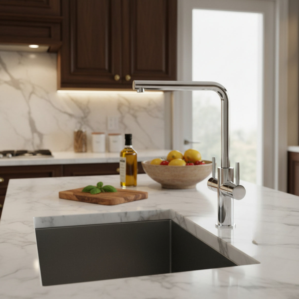 Nobili Aquerelli L Spout Kitchen Tap in Chrome Life Style