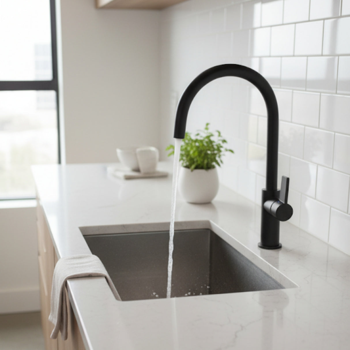 Nobili Flag J Spout Kitchen Tap in Matt Black Life Style