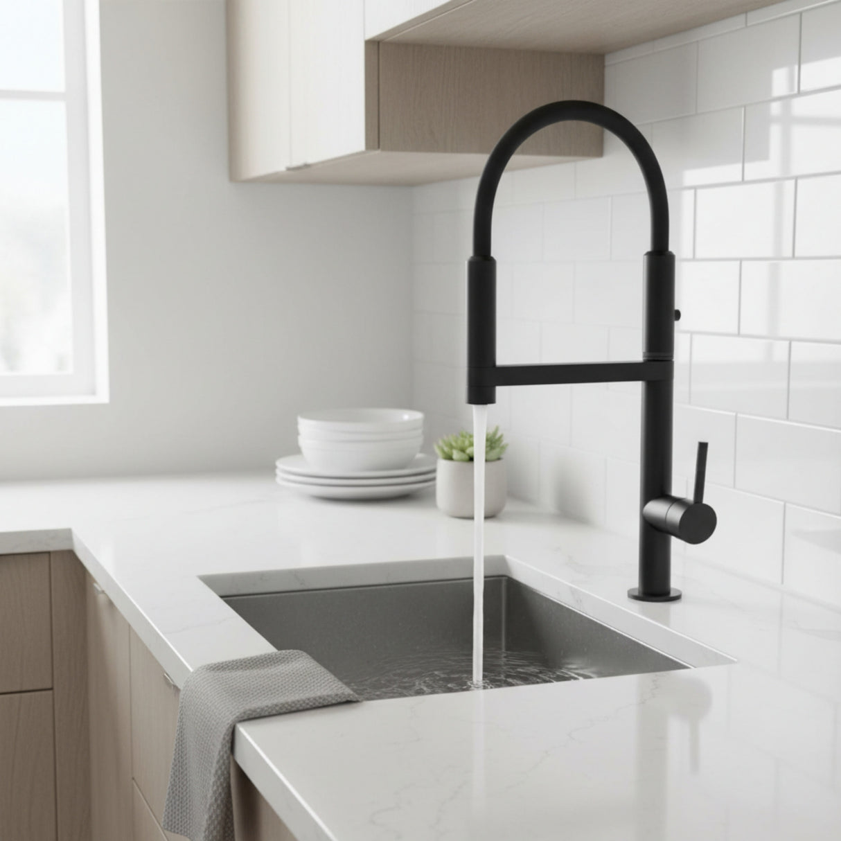 Nobili Move Semi-Pro Pull Out Kitchen Tap in Matt Black Life Style