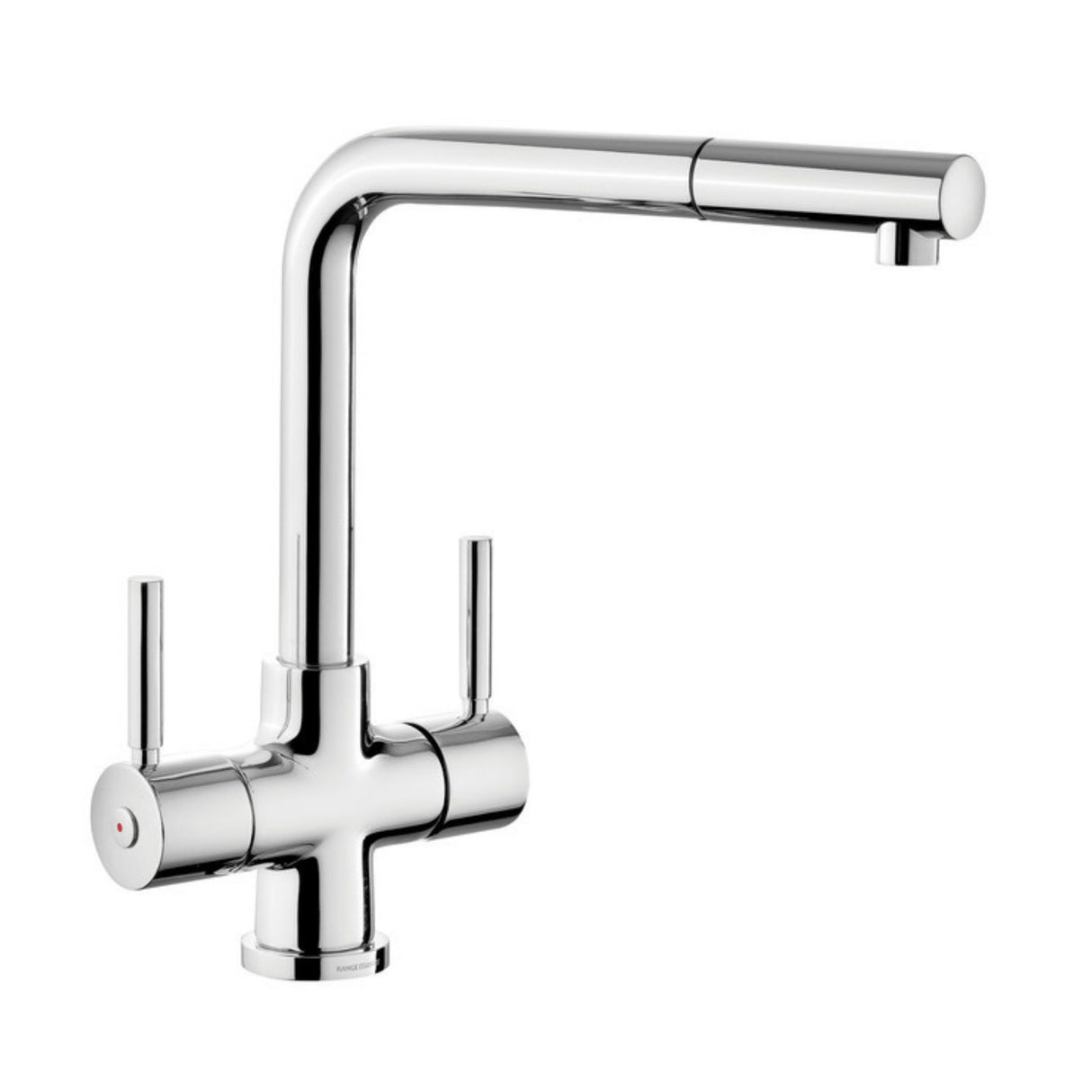 Rangemaster Aquadisc 5 Pull Out Spray Mixer Tap With Dual Lever in Stainless Steel