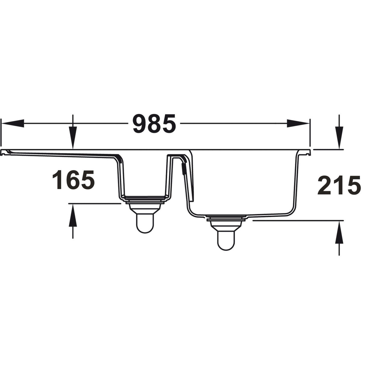 Rangemaster Arlington Inset Mount One And Half Bowl Kitchen Sink For 600mm Cabinet in Ceramic White 57902761 Dimension