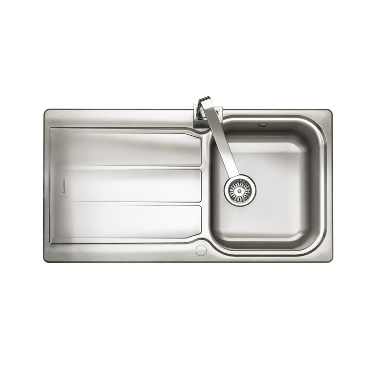Rangemaster Arlington Surface Mo unt Single Bowl With Drainer Kitchen Sink For 600mm Cabinet in Stainless Steel Soft Brushed 56560211