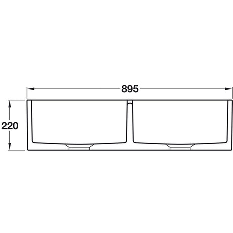 Rangemaster Farmhouse Belfast mount Double Bowl With Kitchen Sink For 900mm Cabinet in Ceramic White 56561790 Dimension