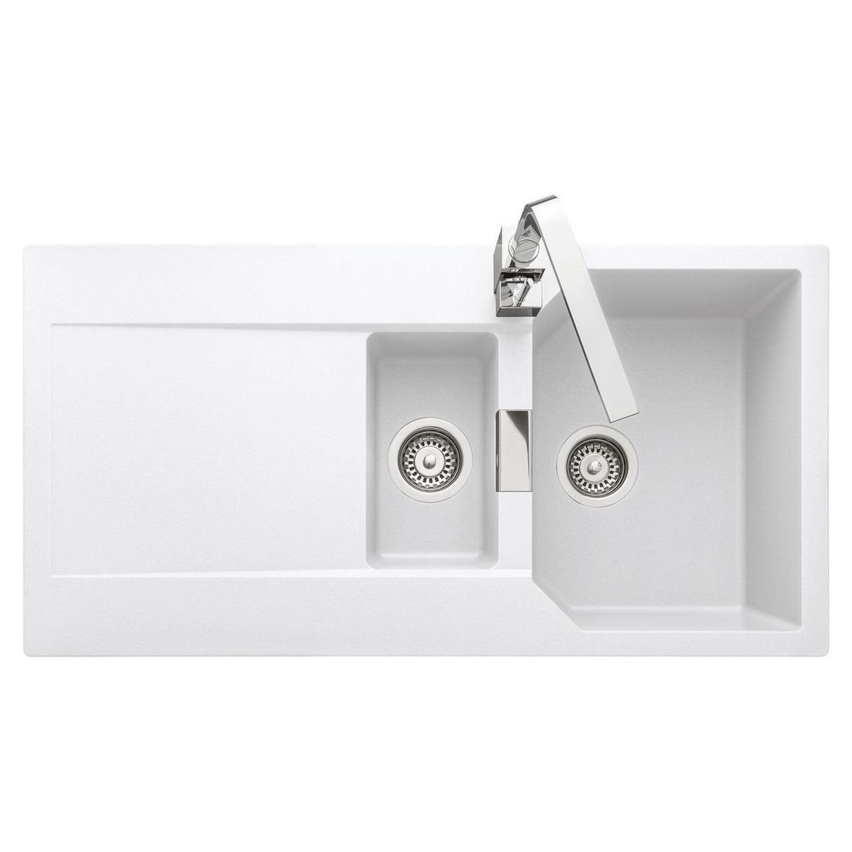 Rangemaster Mayon Inset Mount One And Half Bowl Kitchen Sink For 600mm Cabinet in Granite Crystal White 57900771