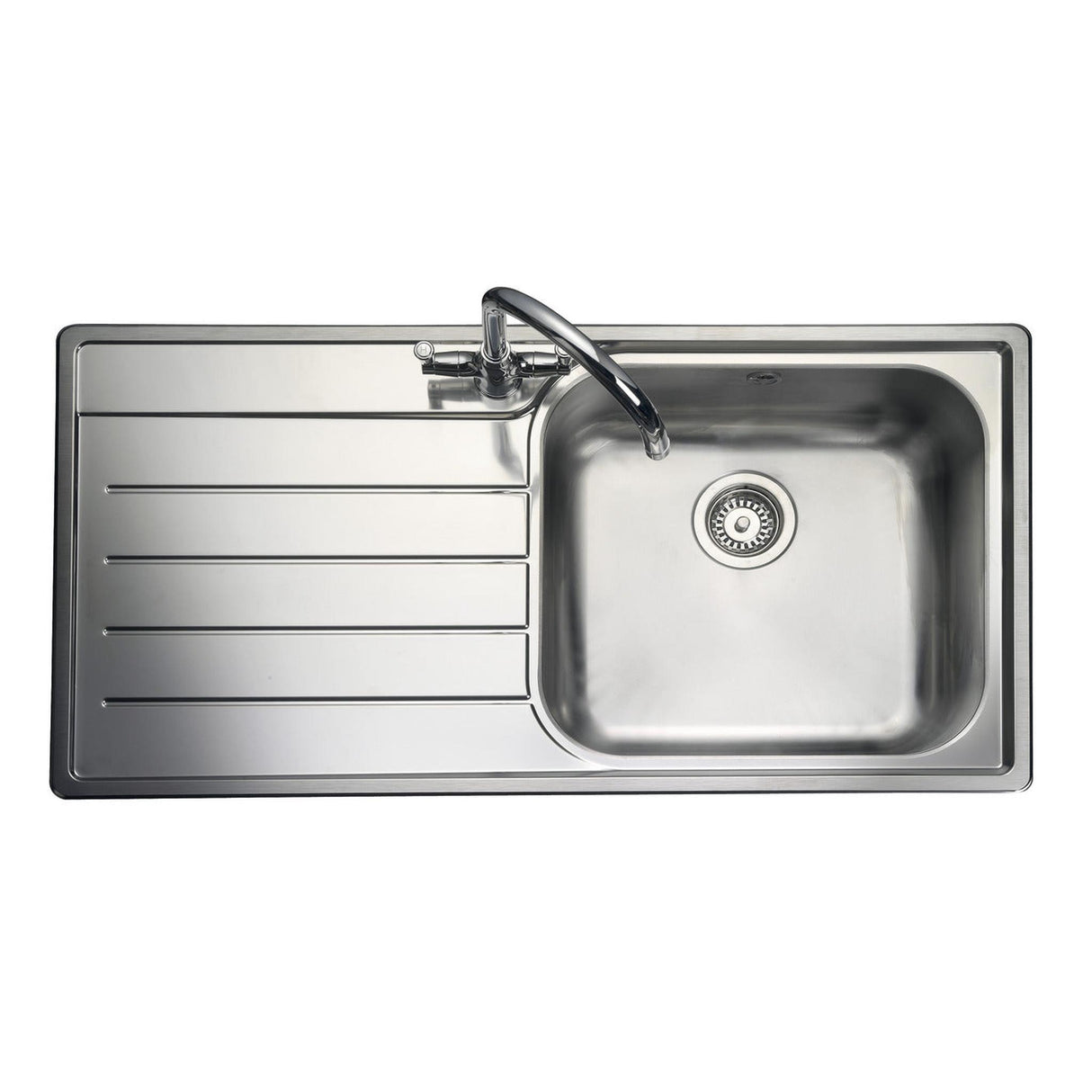 Rangemaster Oakland Surface mount Single Bowl With Drainer Kitchen Sink For 600mm Cabinet in Stainless Steel 56560240