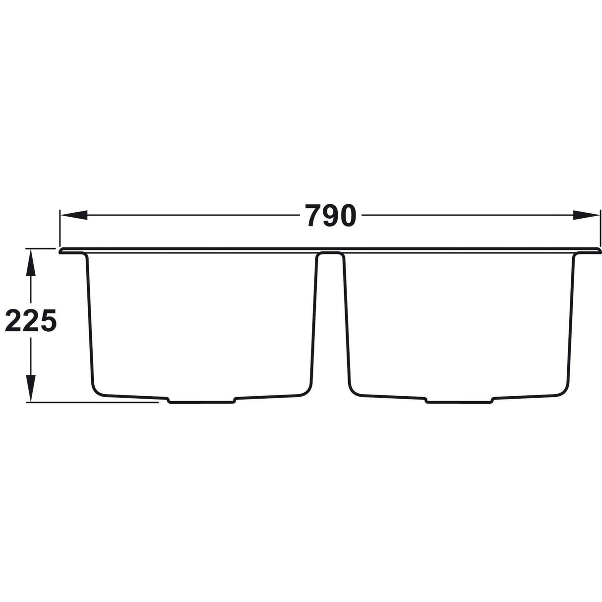 Rangemaster Oridian Inset Mount Double Bowl Kitchen Sink For 800mm Cabinet in Granite Dimensions