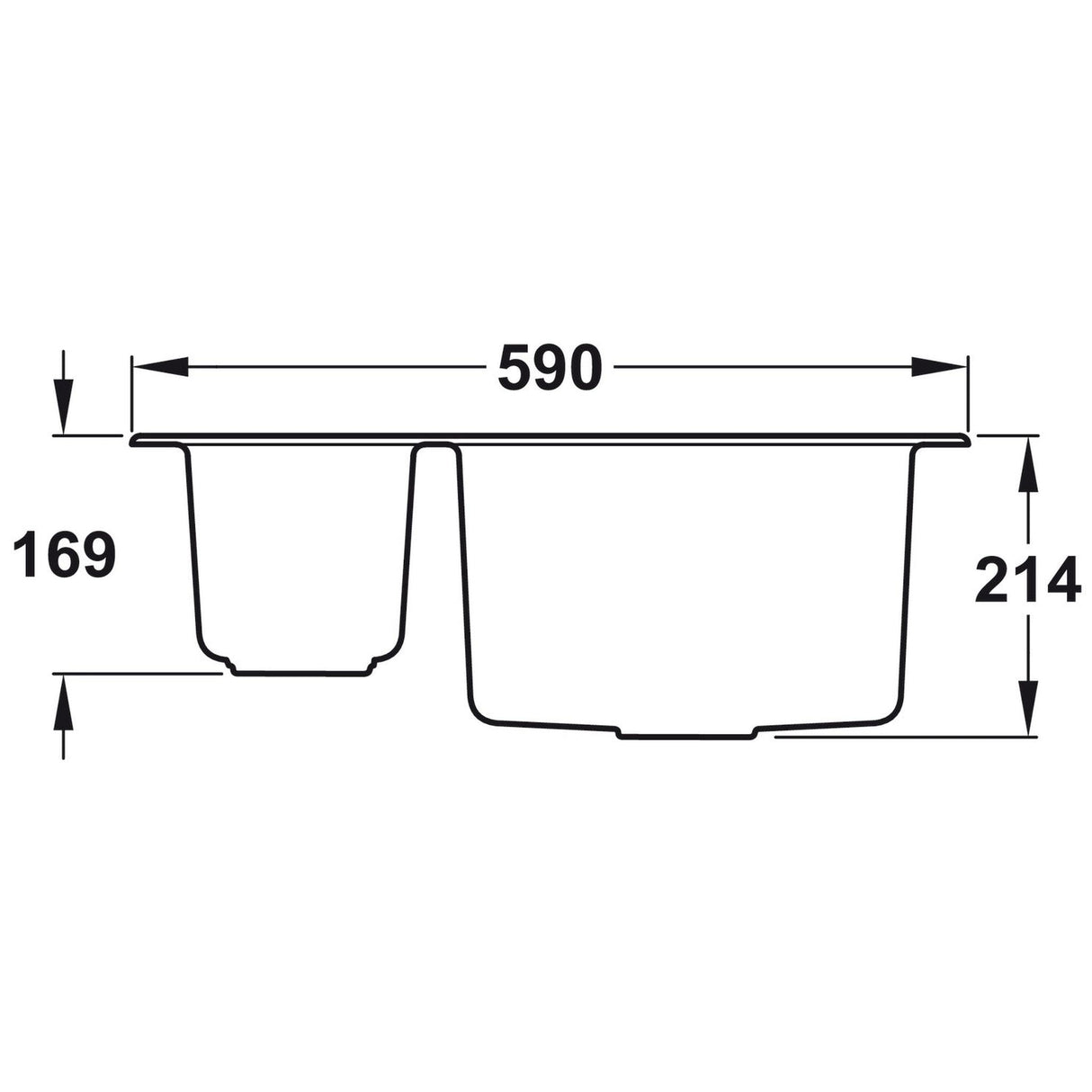 Rangemaster Oridian Inset Mount One and Half Kitchen Sink For 600mm Cabinet in Granite Arctic White 57901731 Dimension