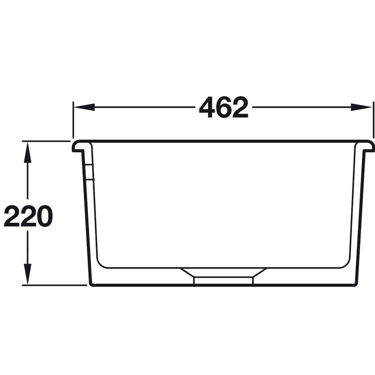 Rangemaster Rustique Inset Mount Single Bowl with Kitchen Sink For 500mm Cabinet in Ceramic White 56557770 Dimension