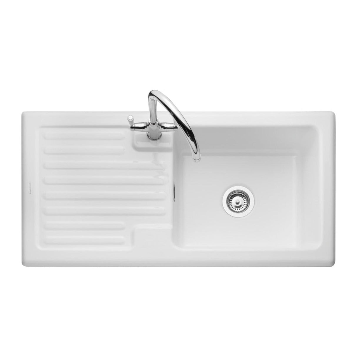 Rangemaster Surface Mount SingleBowl Kitchen Sink For 600mm Cabinet in Ceramic White 56563751