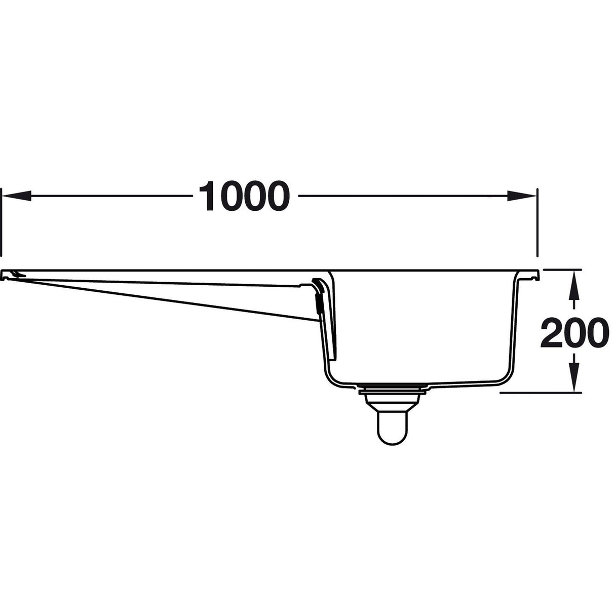 Rangemaster Surface Mount SingleBowl Kitchen Sink For 600mm Cabinet in Ceramic White 56563751 Dimesion