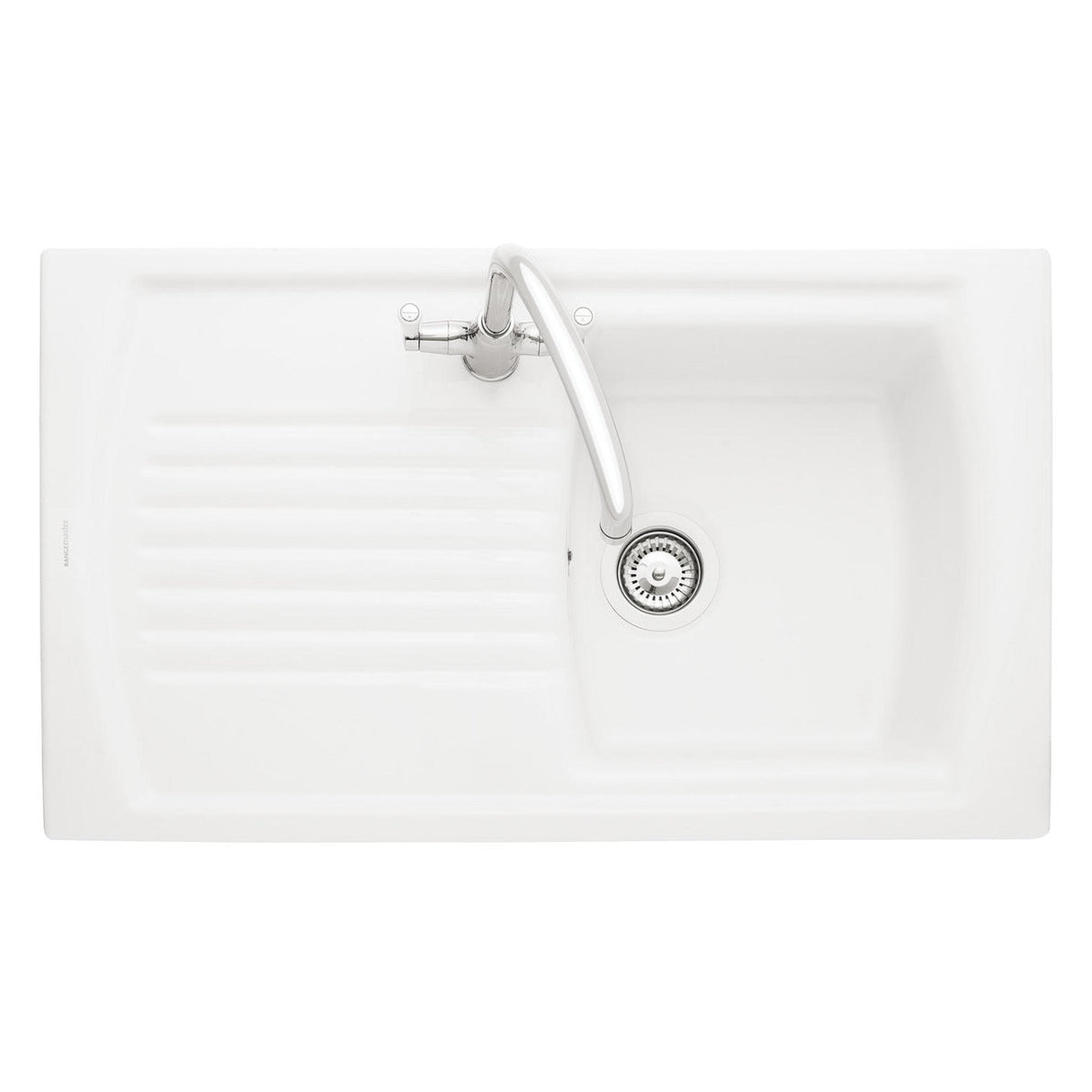 Rangemaster Tenby Inset Mount Single Bowl Kitchen Sink For 500mm Cabinet in White 57902791