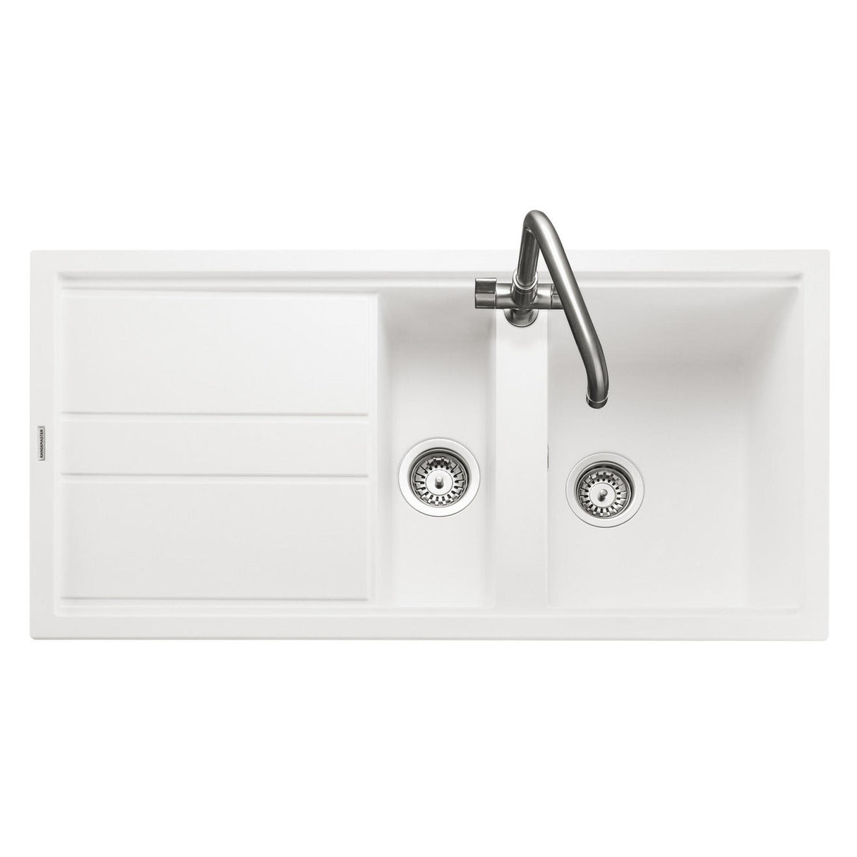 Rangemaster Topaz Compact Inset Mount Arctic white One and Half Bowl Kitchen Sink For 600mm Cabinet in Granite 57902731