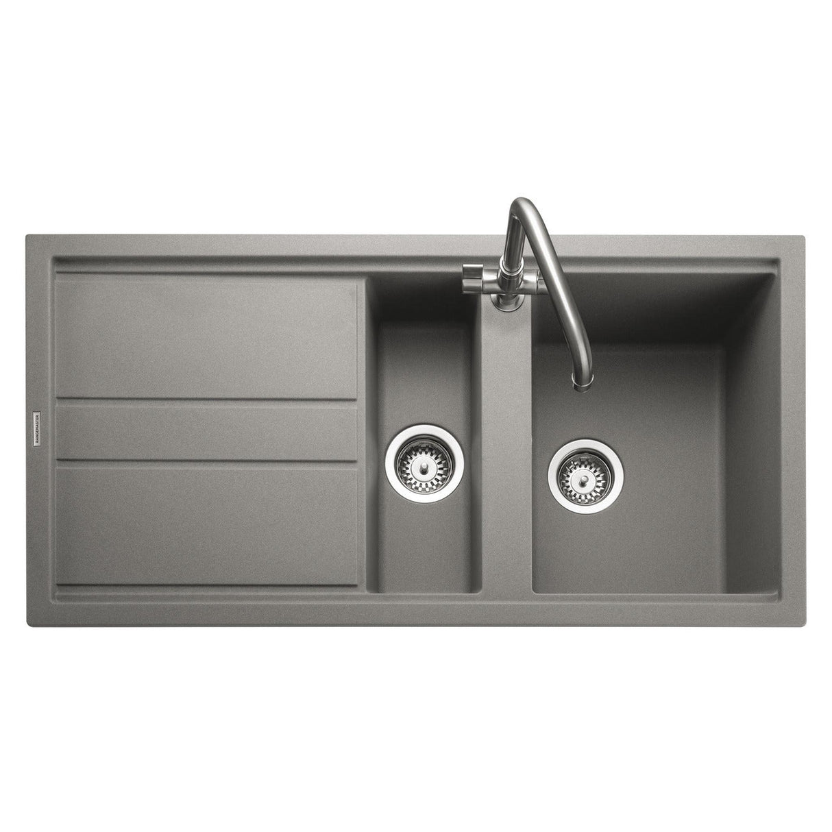 Rangemaster Topaz Compact Inset Mount Concrete One and Half Bowl Kitchen Sink For 600mm Cabinet in Granite 57902131