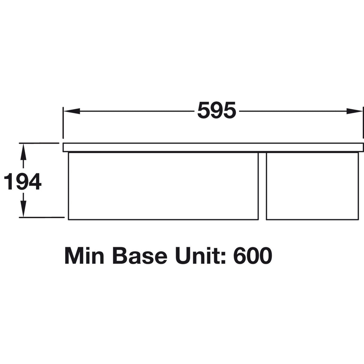 Rangemaster Undermount One And Half Bowl Kitchen Sink For 600mm Cabinet in Ceramic White 56563731 Dimension