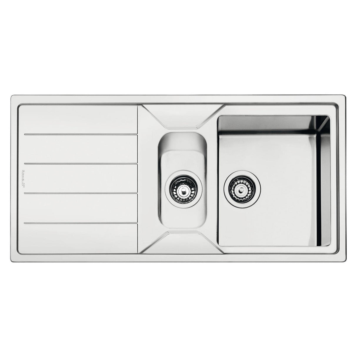 Smeg Mira Inset Mount One And Half Bowl Kitchen Sink For 800 mm Cabinet In Stainless Steel Brushed Right View