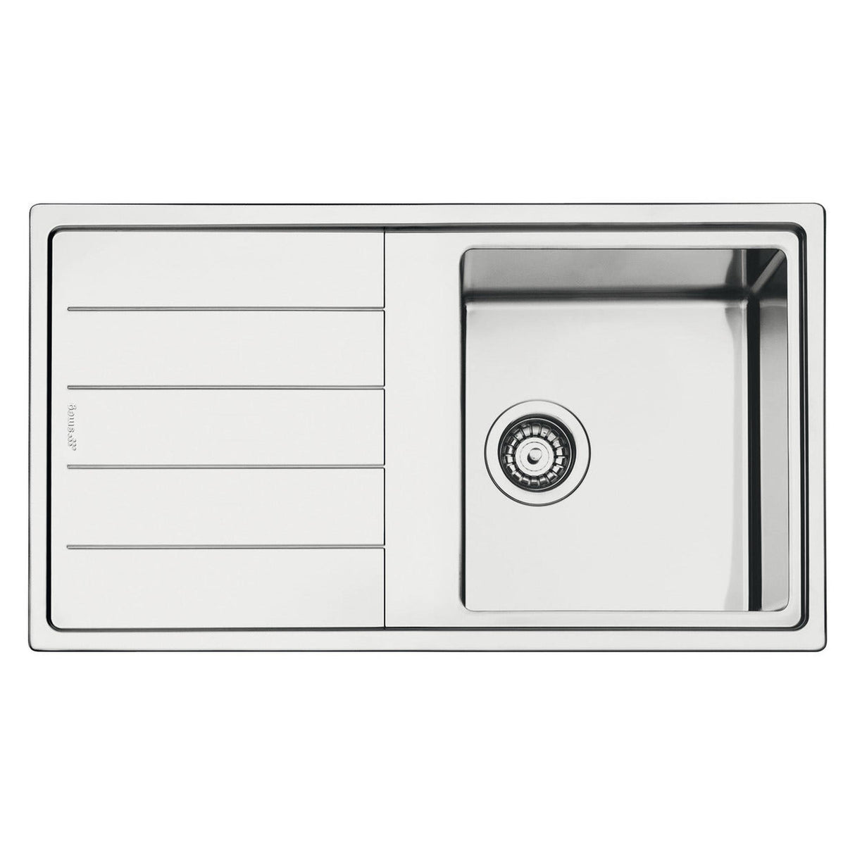 Smeg Mira Inset Mount Single Bowl Kitchen Sink for 600 mm Cabinet in Stainless Steel Brushed Right View