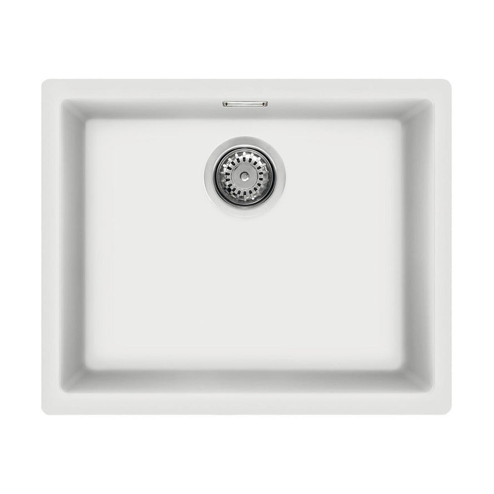 Smeg Quadra  Undermount Inset Mount Single Bowl Composite Kitchen Sink For 600mm Cabinet in Stainless Steel White 56798670