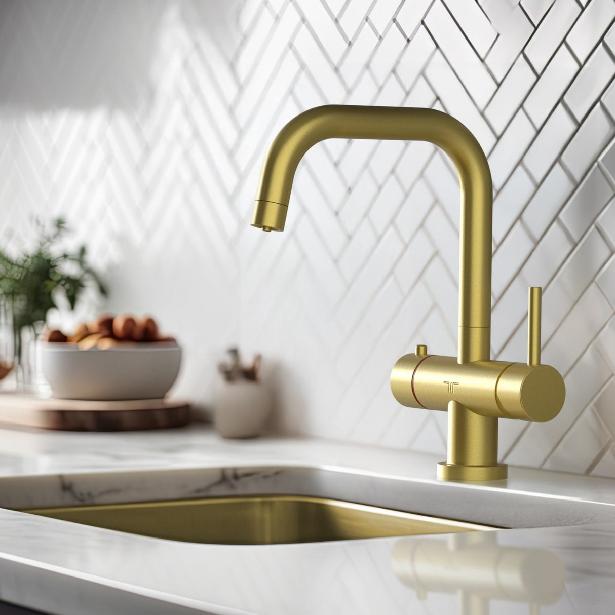 Triflow Concepts 3 in 1 Instant Boiling Water Kitchen Tap with Safety Lock Gold Life Style