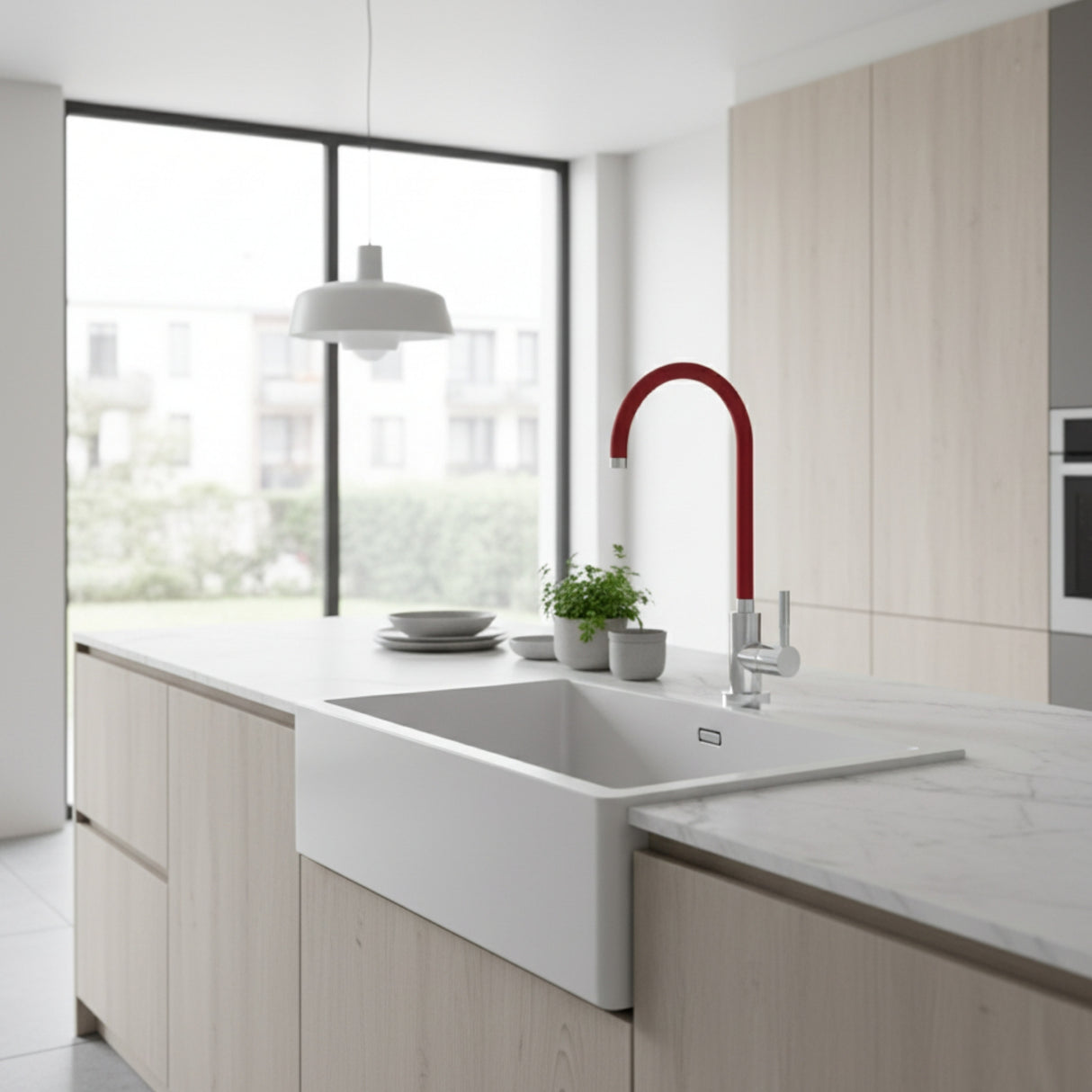 Triflow Concepts Mini Filter Kitchen Tap with Single Lever Red Life Style