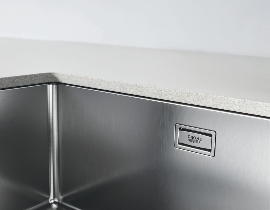 Grohe K700U 80-S 1.5 Bowl Undermount & Inset Kitchen Sink in Stainless Steel Finish with Grohe Whisper Insulation & Angular Diamond Base