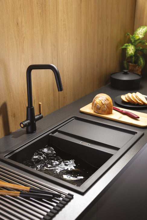 Abode Synchronist One And QuaterBowl Kitchen Sink in Composite Granite