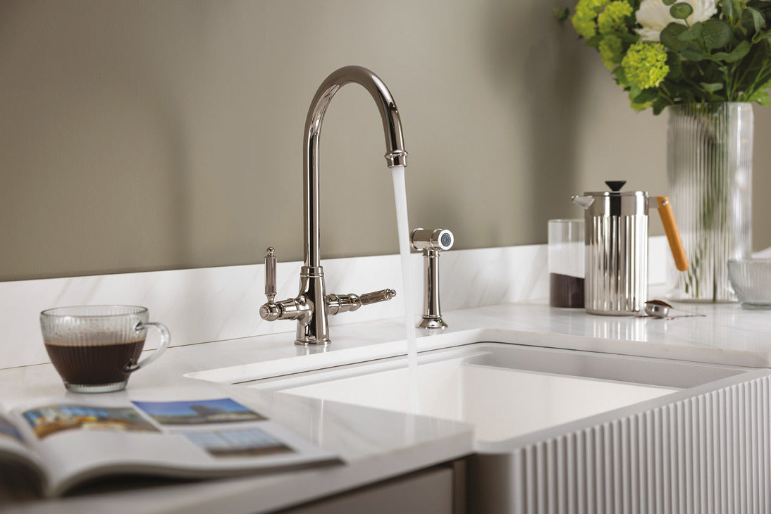 Abode Ornate Dual Lever C-Spout Kitchen Mixer Tap