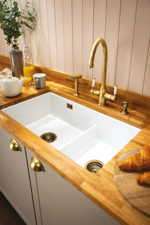 Abode Sandon Ceramic 1.75 Bowl Kitchen Sink in White