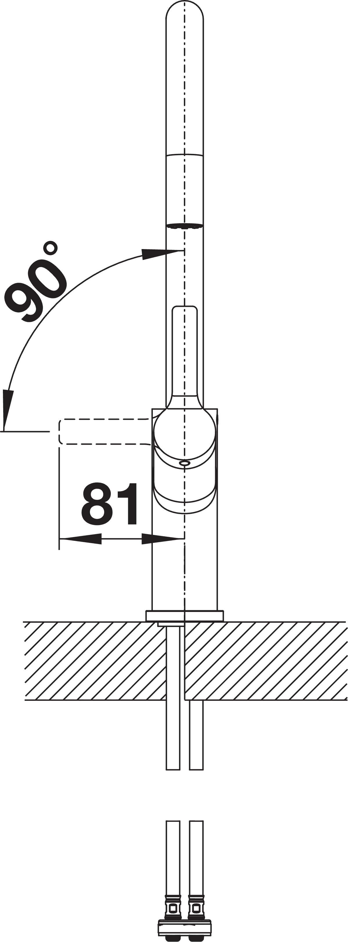 BLANCO Carena Single Lever Kitchen Mixer Tap Side View with Lever
