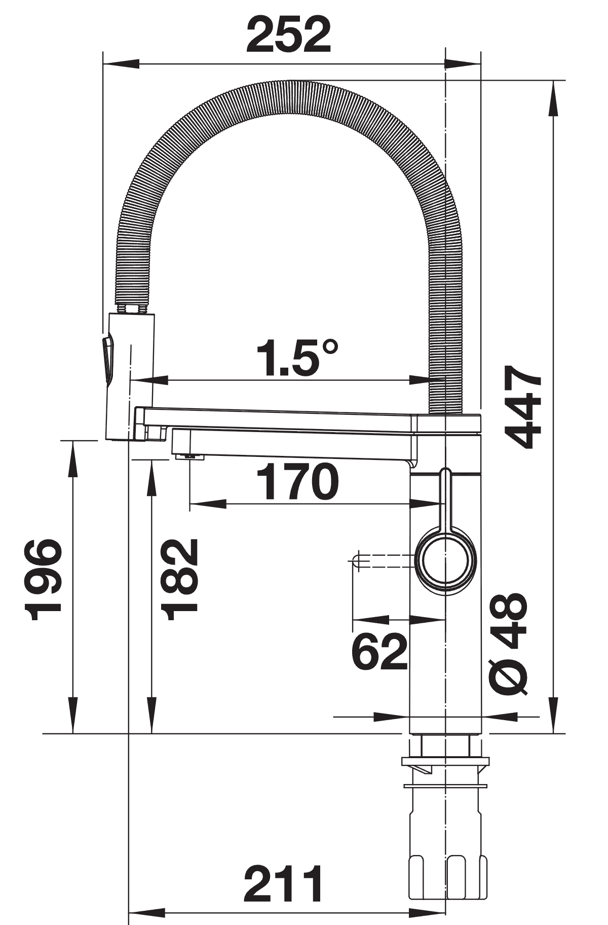 BLANCO Evol-S Pro 4-in-1 Boiling Water Kitchen Tap Side View with Lever
