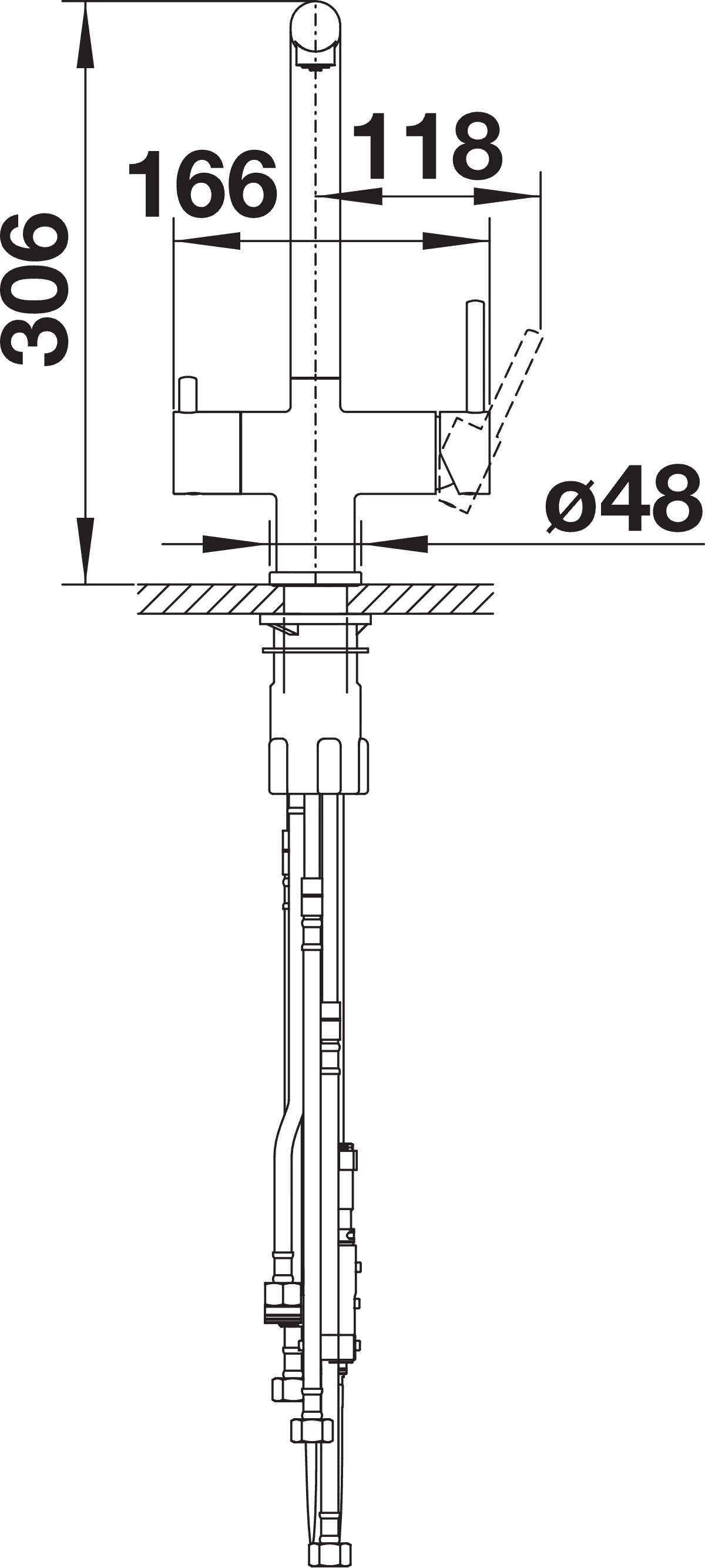 BLANCO Fontas-S II Single Lever Filter Kitchen Mixer Tap with Pull-Out Spray Side View with Lever