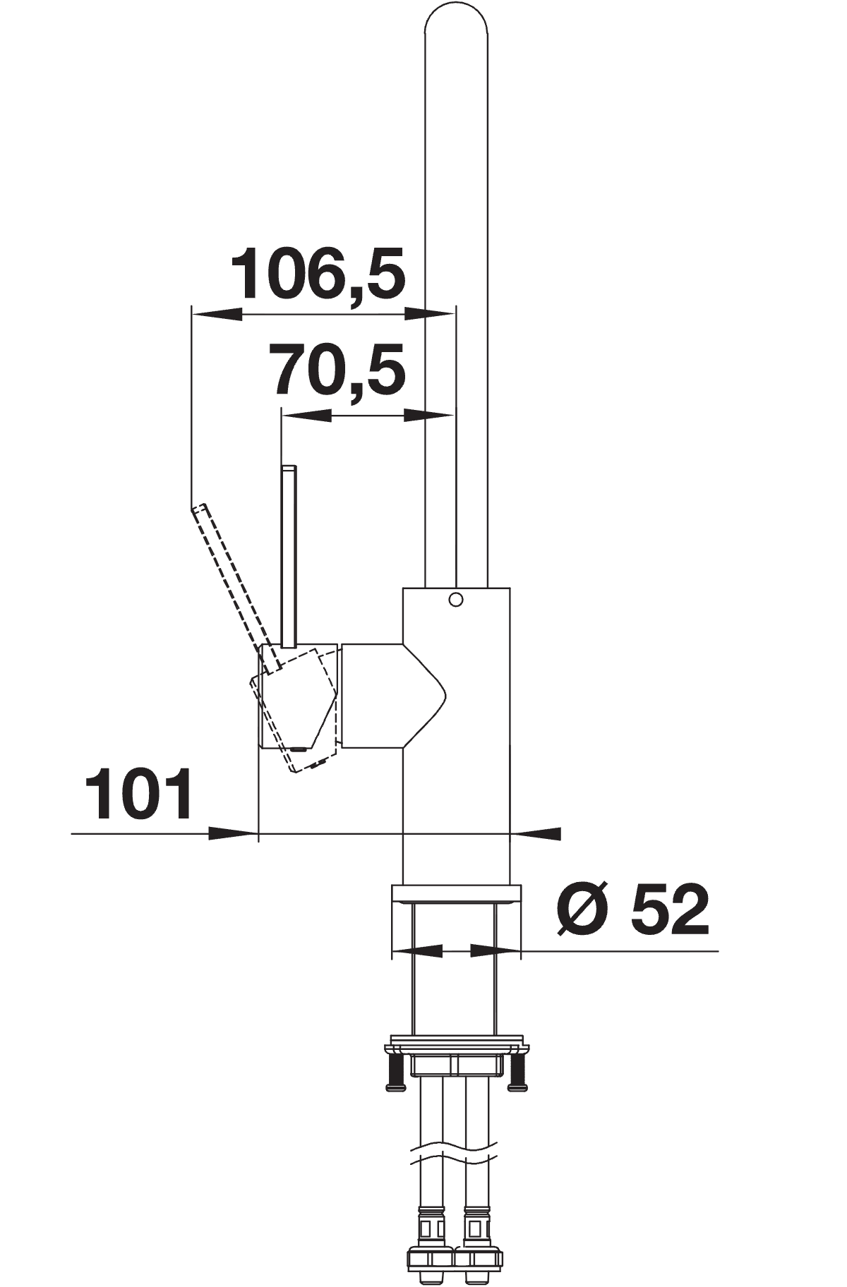 BLANCO Jandora Single Lever Kitchen Mixer Tap Side View with Lever