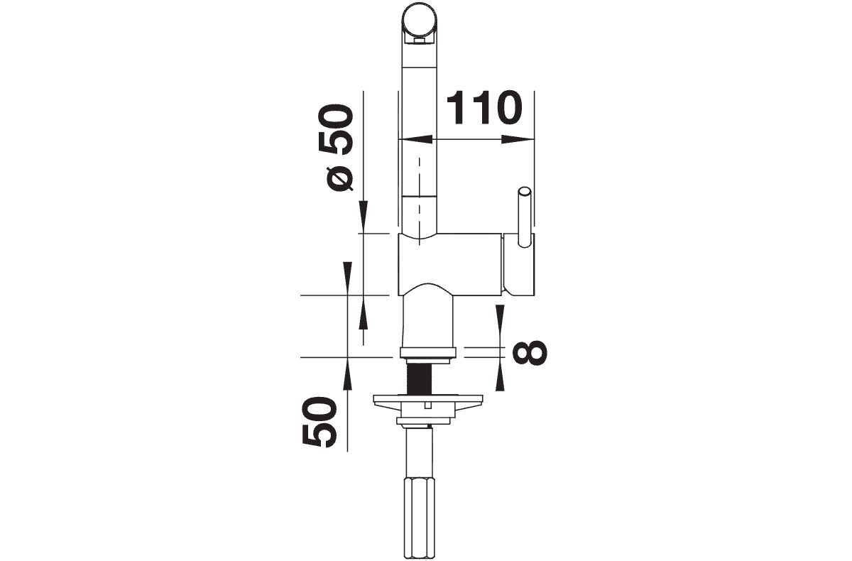 BLANCO Linus-S Single Lever Kitchen Mixer Tap with Pull-Out Spray Side View with Lever