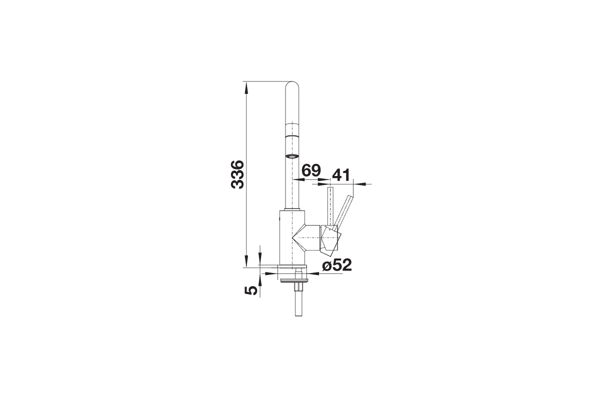 BLANCO Mida-S Single Lever Kitchen Mixer Tap with Pull-Down Handspray Side View with Lever